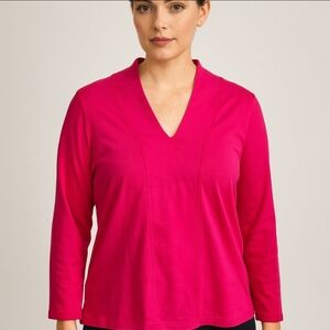 Rafaella Pink Standing Collar With Vneck Womens Sweater Sz XL